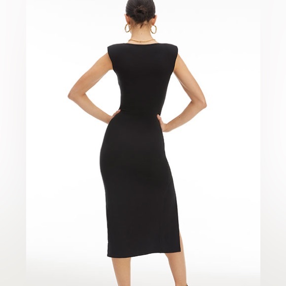 NWT Good American Asymmetrical Neck Dress Black Size 2 - Picture 3 of 8